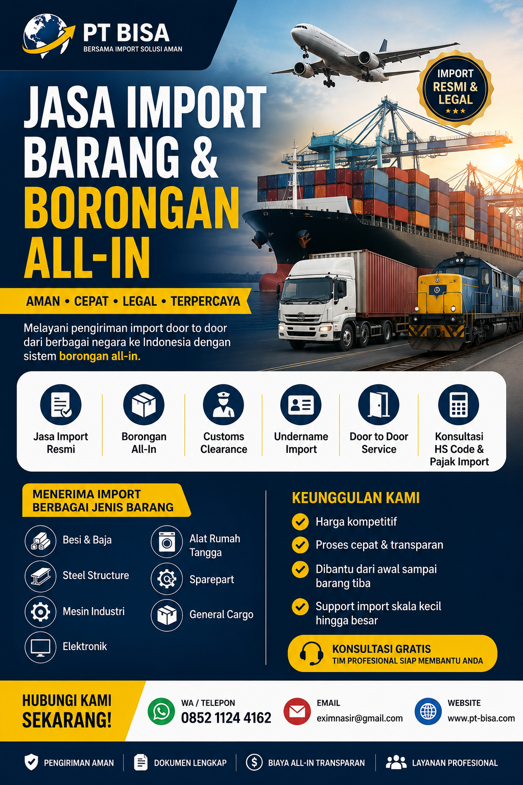 jasa import barang resmi & undername besi baja